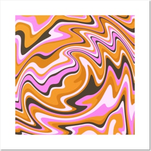 Colorful Liquid warp Abstract Swirl - Pink and Orange Posters and Art